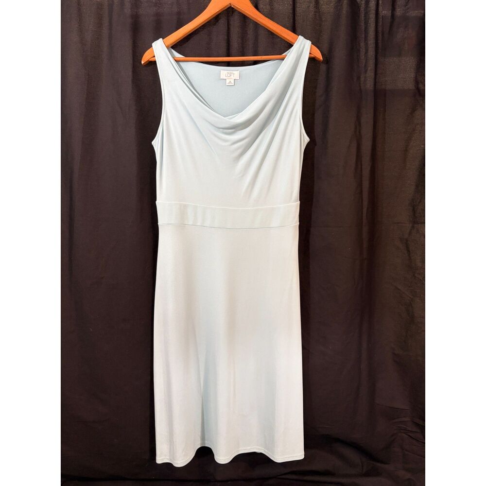 Vintage Y2K LOFT Ann Taylor Powder Blue Cowl Neck Midi Dress Size 12 Saipan